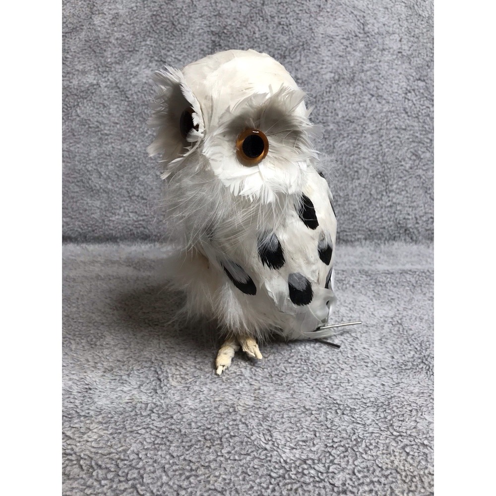 Realistic White Feather Snow Owl‎ Black Spots Handmade Decor Michaels Fall Bird